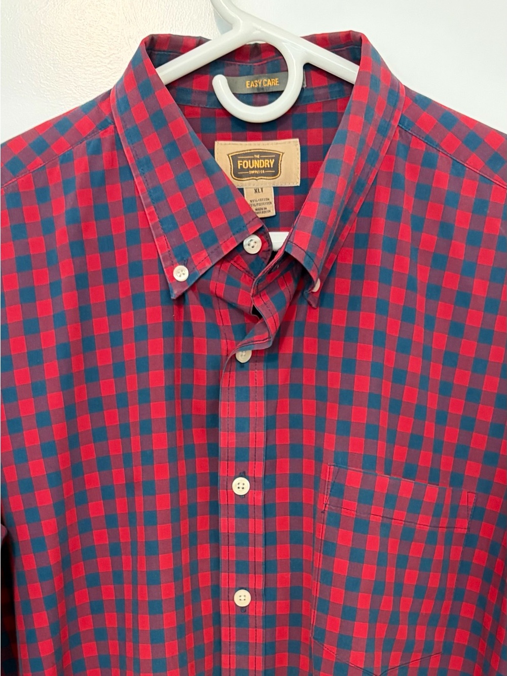 The Foundry Supply Co Oxford Long-Sleeve Blue & Red Shirt X-Large Tall